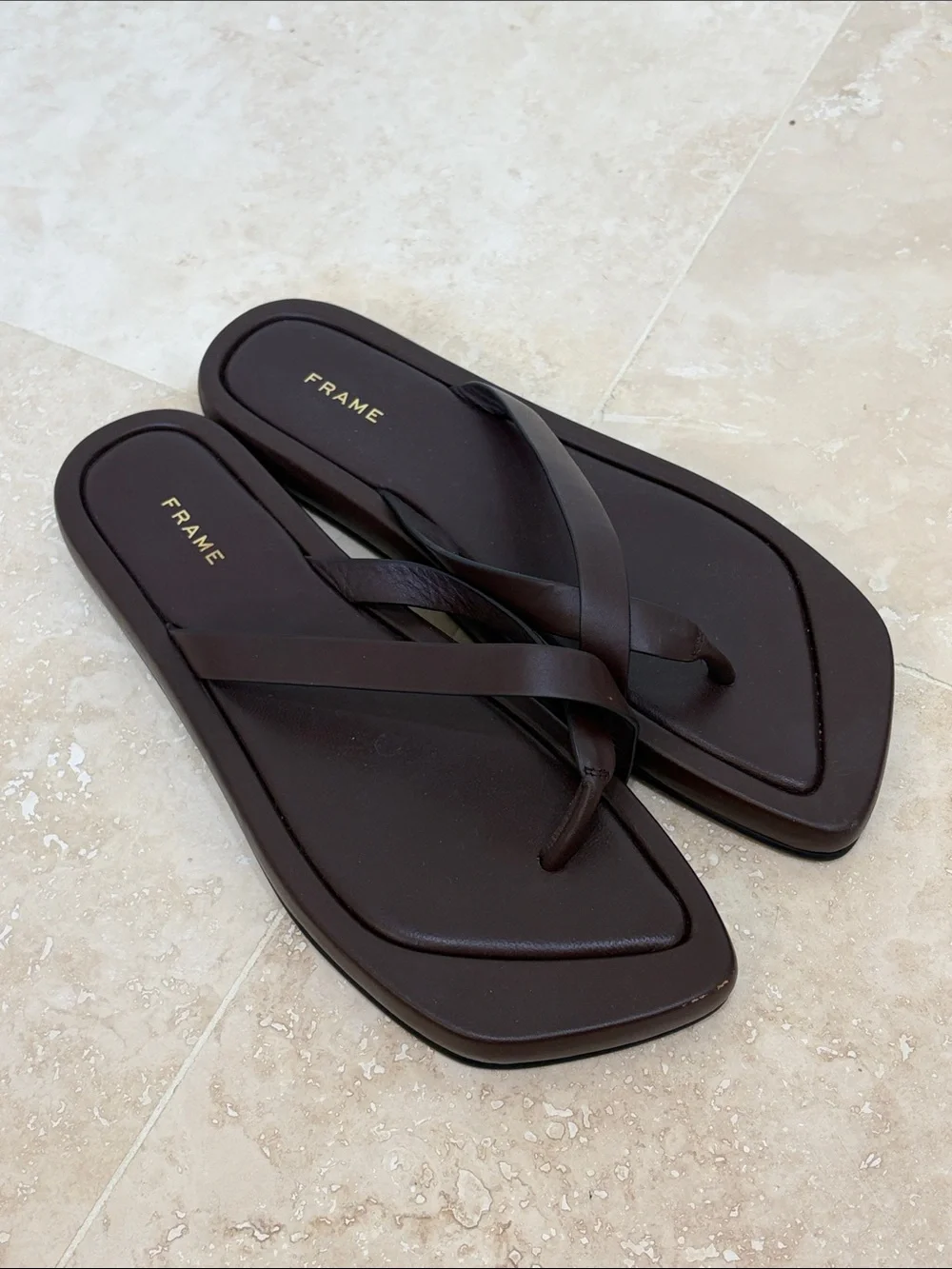 Frame Le Montauk Chocolate Brown Leather Cross Sandals Size 38